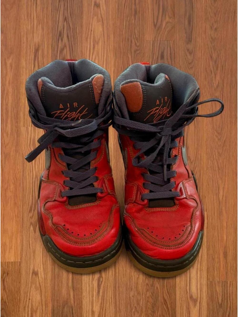 Nike Air Flight 89 Red Orange High Top Basketball Shoes Mens Size 8 306252-026